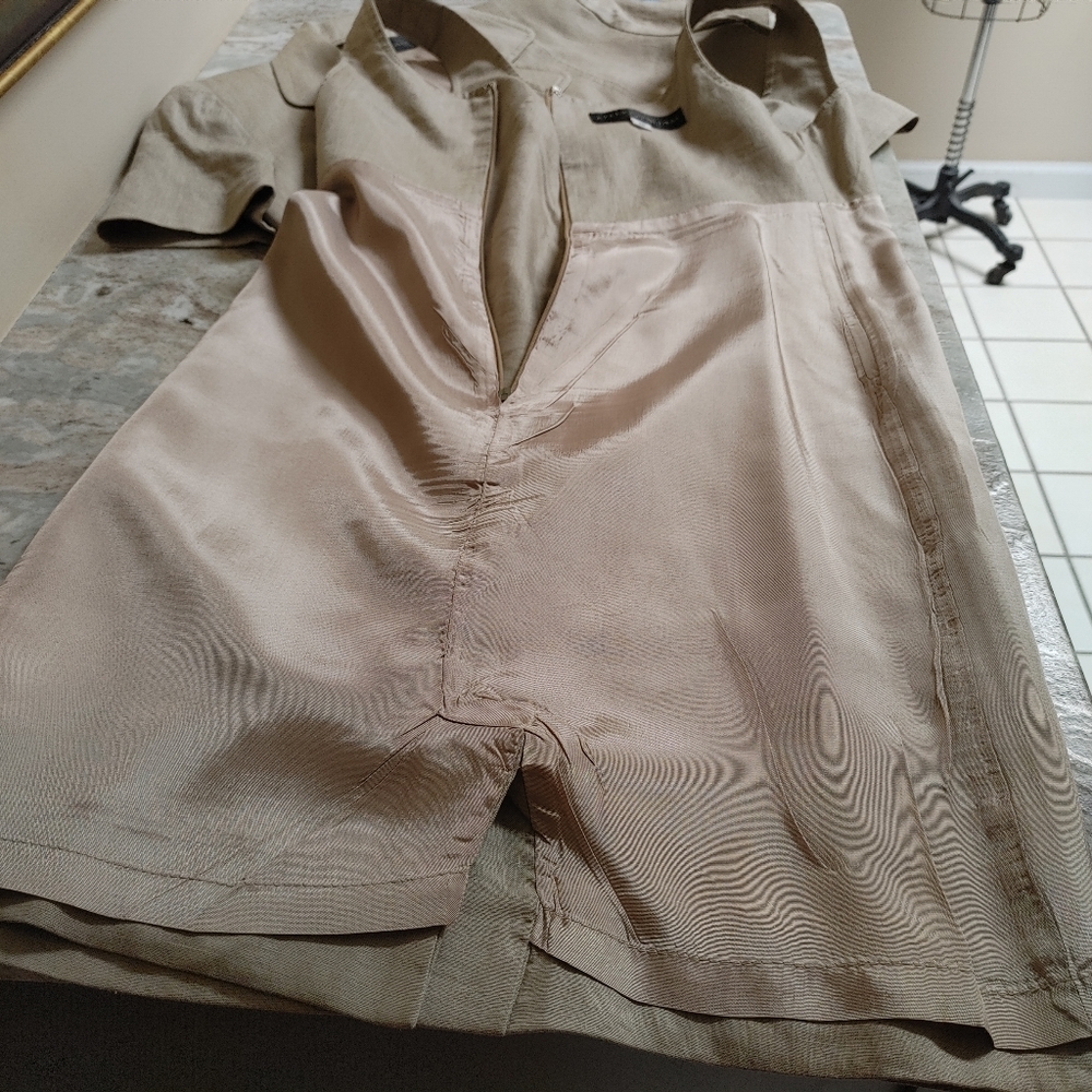 Vintage Kelly Graham Tan Linen Shift & Crop Jacket 4-6 - Picture 9 of 12